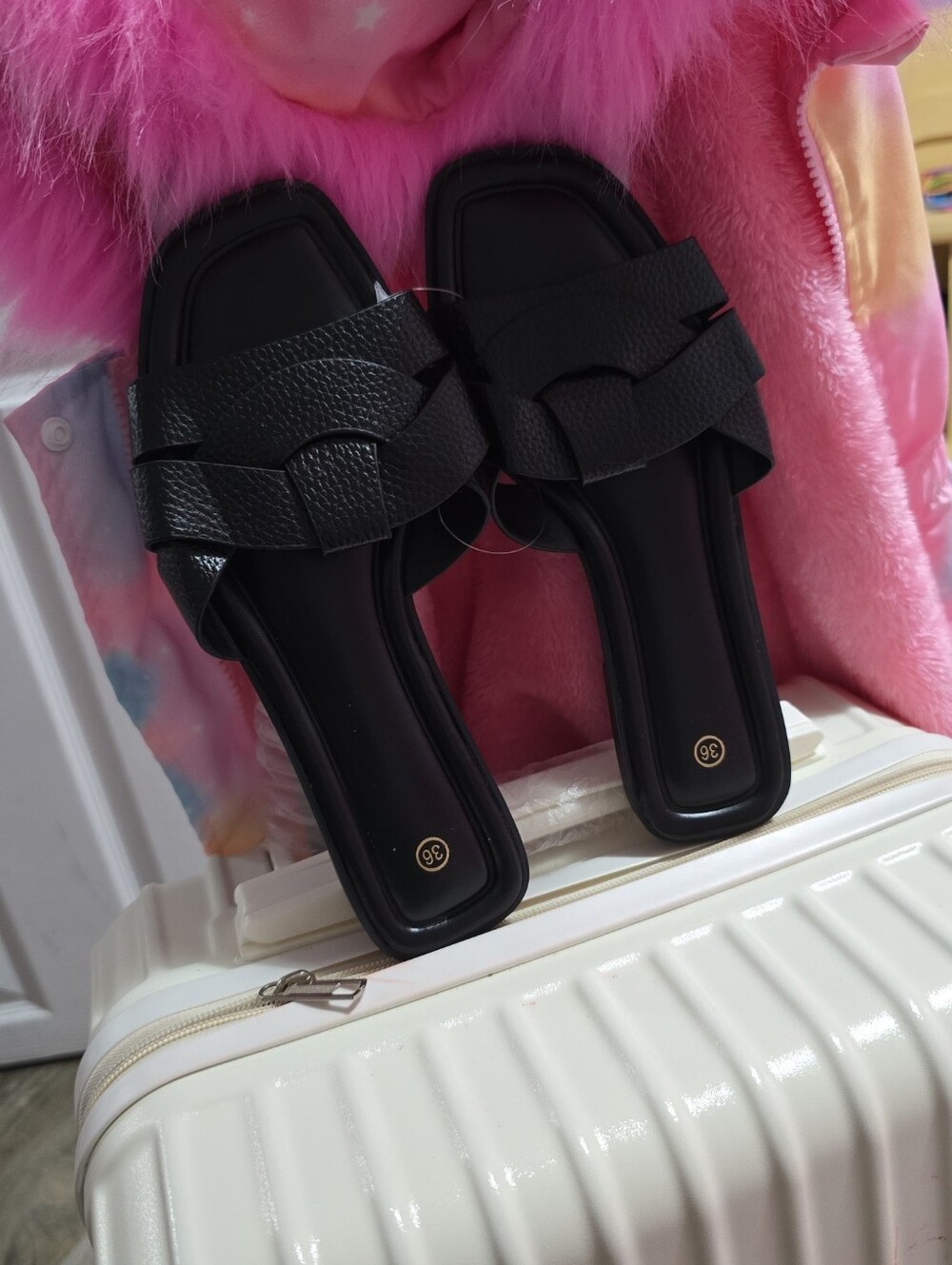 Black Women's Slide Sandals - Classic Casual Comfort